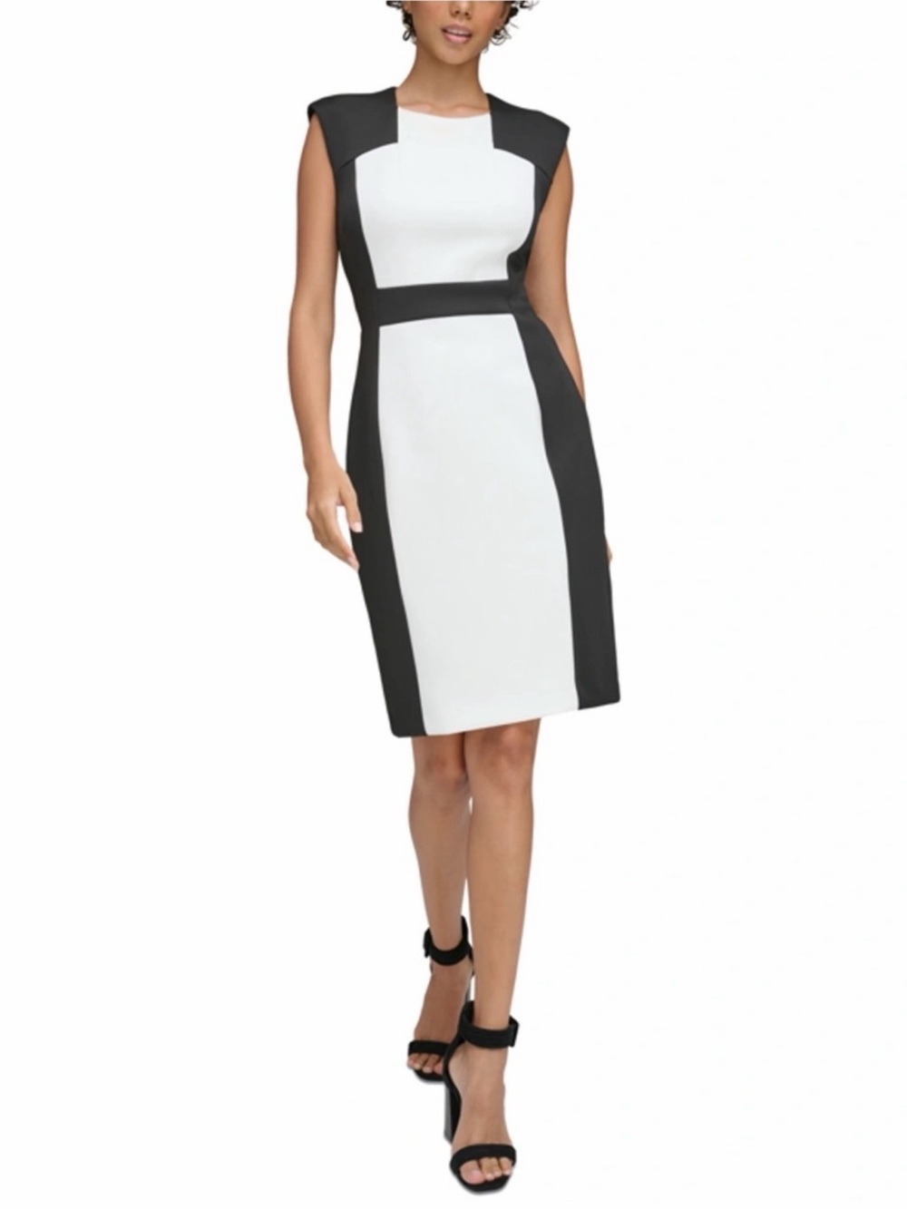 Calvin Klein Black and White Colorblock Sheath Dress